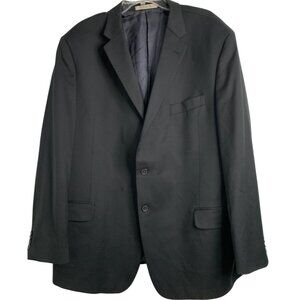 Joseph Abboud Mens Jet Black Blazer Jacket Size 48R Wool Super 110s 8905